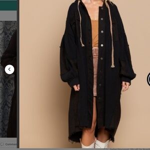 POL Long Waffle Knit Button Down Cardigan with Hood BR56